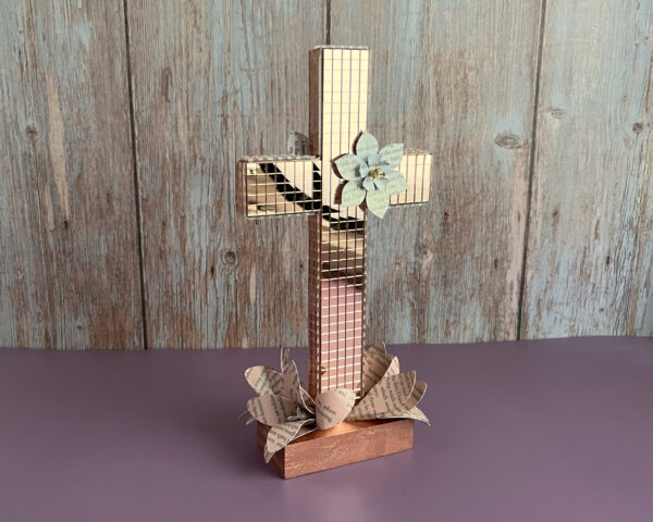 Disco cross rose gold standing mirrored home decor