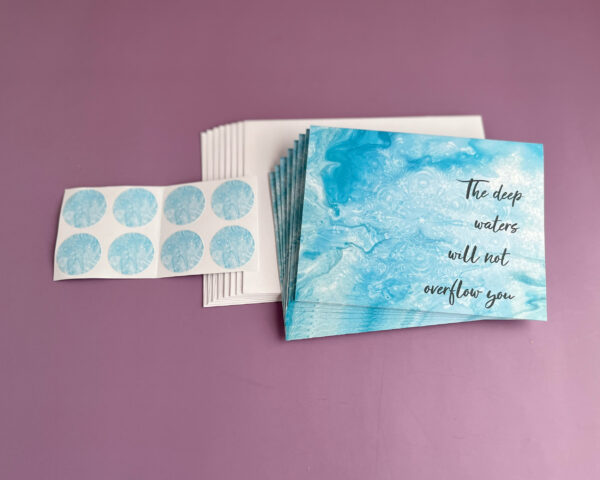 SET: Living Water blue waves note card with envelopes