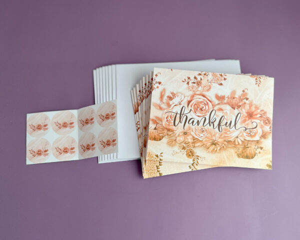 SET: Thankful pastel floral Bible verse note cards with envelopes