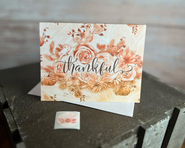 Thankful pastel floral Bible verse note card with envelope