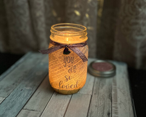 You Are So Loved hidden Bible message Mason jar candle holder home decor