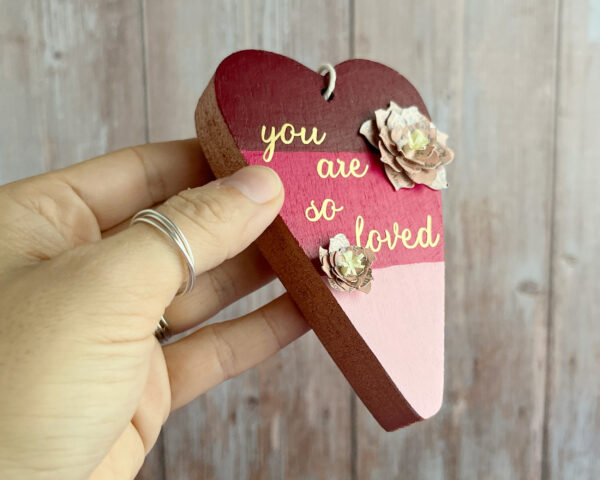 You Are So Loved painted hanging wooden heart home decor